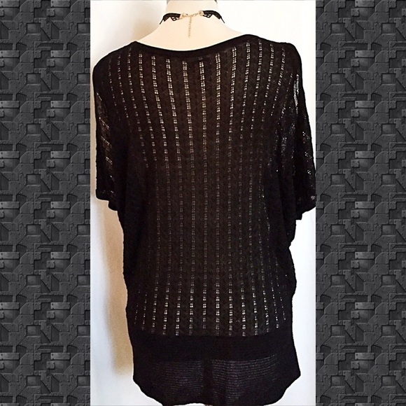 Cache sheer open shoulder chain detail knit top - Picture 3 of 4